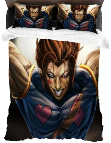 XYOK Hisoka Anime Bettwäsche + 2 Kissenbezug Kinder Bettbezug für Hunter Muster Teenager-Bettwäsche Set (Hisoka6, Single 135x200)