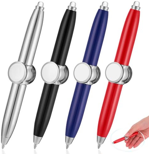 taonganui 4 Stück Fidget Pen,Spinning Pen mit LED-Licht,Adhs Stift,Kugelschreiber,Schreibwerkzeug Beleuchtete Spitze Stift für Beleuchtung zum Schreiben im Dunkeln
