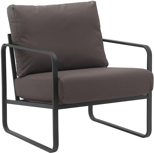 CLP Lounger Manea I Relaxsessel Kunstleder Oder Stoff Bezug I Mit Stabilem Metallgestell I Gepolsteter Clubsessel, Farbe:braun, Material:Kunstleder