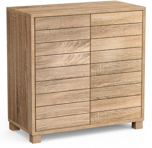 VonHaus Bathroom Storage Cabinet – Oak Wood Effect Bathroom Floor Cabinet with Handleless Design - Floor Standing Unit with Cupboard - Towel Storage Unit for Bathroom, Kitchen & Hallway - Chester
