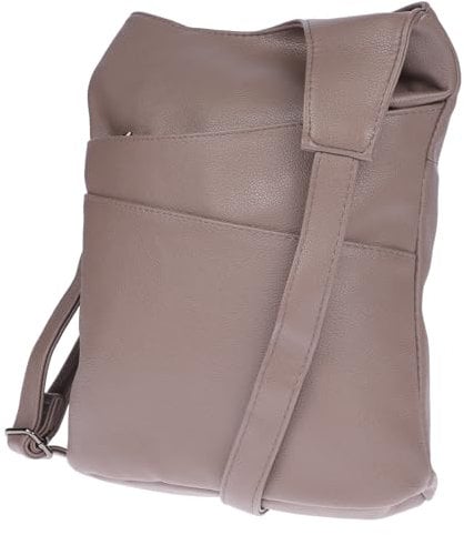 Christian Wippermann Damen Tasche Schultertasche Umhängetasche Crossover Bag Leder Optik Handtasche Schlamm