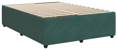 vidaXL Bettgestell, Polsterbett Bett für Schlafzimmer, Bettrahmen mit Lattenrost, Doppelbett Schlafzimmerbett, Dunkelgrün 140x200cm Samt