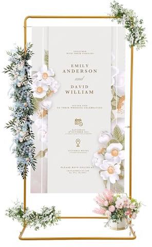 MINRS Arco di nozze in metallo, 1,05 x 2,0 m, può contenere fino a 5 kg, decorazione fai da te per matrimoni, anniversari, feste di compleanno, laurea, proposte di matrimonio