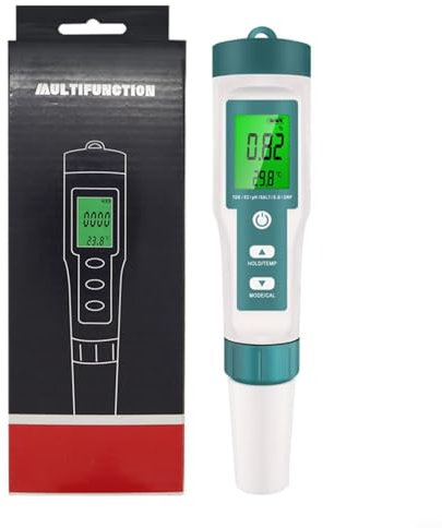 CWOQOCW 7-in-1 Teststift für Wasserqualität, Hintergrundbeleuchtung, Messgerät für PH/ORP/EC/TEMP/SALT/S.G, mit LCD-Hintergrundbeleuchtung, Multifunktionsschalter