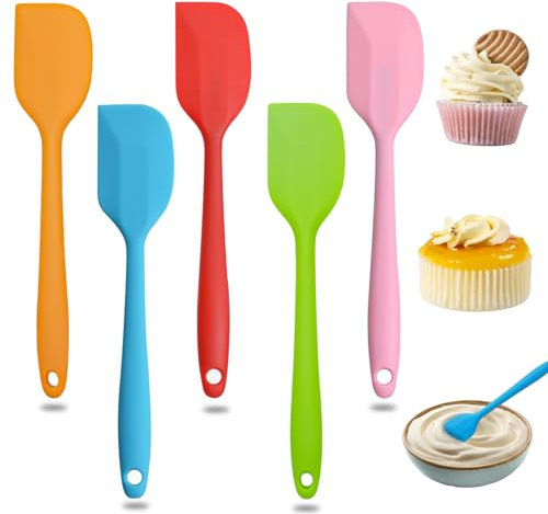 5 Pièces Spatule Résistante à la Chaleur, Multicolores Silicone Spatule Forme de T, Polyvalent Spatule Ustensiles Antiadhésif, Spatule Flexible en Silicone pour Cuisine Pâtisserie Remuer