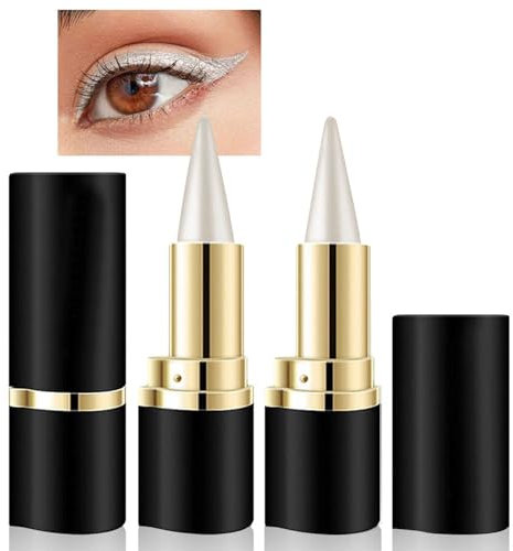 GmwyCzV 2 Stück Matte Schnell Trocknender Eyeliner, Kajalstift Wasserfest, Eyeliner Stick Pencil für Langanhaltend Lidschatten, für Ein Alltägliches Lang Anhaltendes Augen Make Up (Silber)