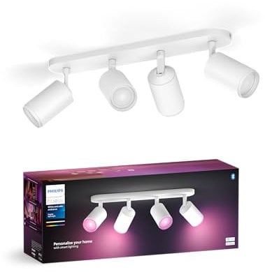 Philips Hue White & Color Ambiance Fugato Spot 4 flg. weiß 4x350lm, dimmbar, 16 Mio. Farben, steuerbar via App, kompatibel mit Amazon Alexa (Echo, Echo Dot)