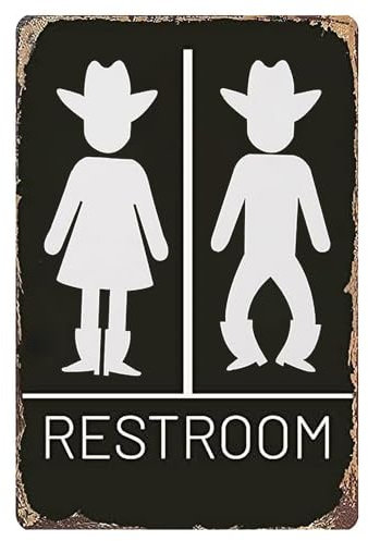 Stmoau Vintage Metallo Western Bagno Decor Divertente Toilette Wall Decor Bagno Segni