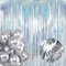 Lametta Vorhang Silber mit 20 Luftballons, 2 Folie Fransen Glitzer Vorhang Schimmer, Metallic Tinsel Vorhänge Hintergru Fringe Glitzervorhänge Fransenvorhang Metallfolie fur Party Deko Geburtstagsdeko
