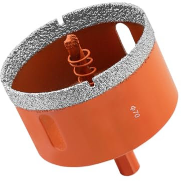 Meccion Diamond Hole Saw 70mm with Pilot Guide Bit, Professionals Brazed Diamond Drill Bit Hole Cutter for Tile, Porcelain, Glass, Ceramic, Marble