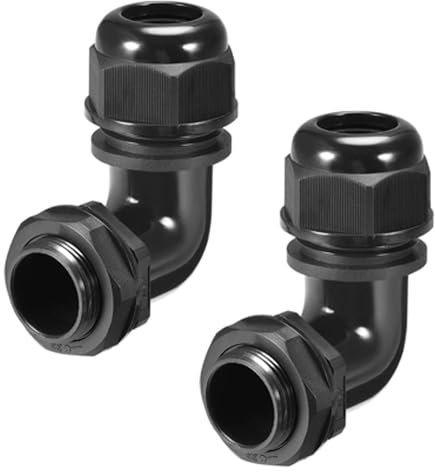 Cable Gland M20 90-Degree Waterproof Cable Joint Plastic Nylon Elbow with Locknut & Gaskets for 9-15mm Diameter Cable Wire
