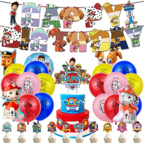 Cartoon Birthday Party Decorations Paw Dog Birthday Decorations Cartoon Party Supplies Children's Birthday Parties Birthday Banners Balloons Cake Inserts and more