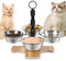 Optyuwah gamelle Chat, Lot de 4 gamelle Chat surélevée - Hauteur réglable - avec Support 5 gamelles en Acier Inoxydable pour Nourriture d'eau Chats Petits Chiens