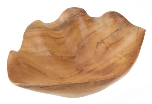 GURU SHOP Obstschale Muschel, handgeschnitzt aus Holz, 28 cm, Muschel 28 cm | Einzigartiges Design, hochwertige Verarbeitung, Unikat, dekorativ, nicht für Mikrowelle oder Spülmaschine geeignet.
