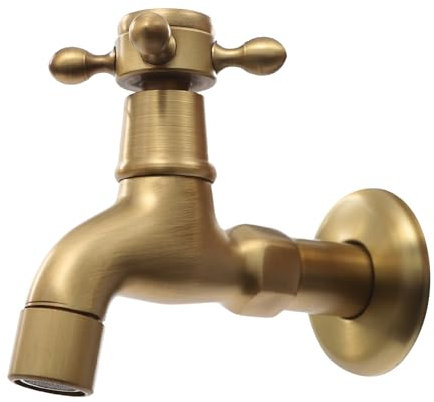Antiker Gartenwasserhahn, Vintage Messing Wasserhahn, Antike Kupfer Wasserhahn Garten, Wandmontage Vintage Wasserhahn, Antiker Kreuzgriff Wasserhahn für Küche Bad Waschbecken Mop Pool (Bronze)