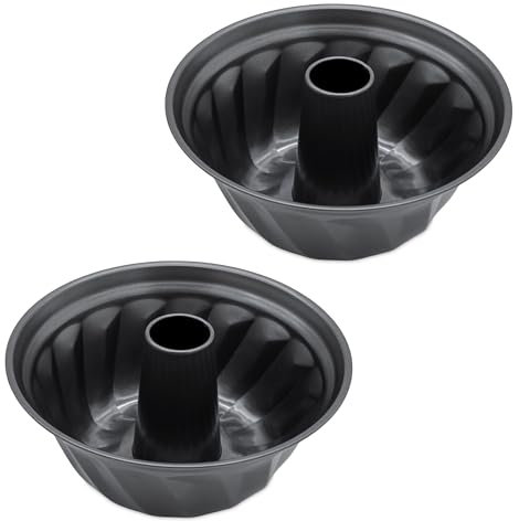 Gugelhupfform rund 26 cm dunkelgrau PFOA-frei - 2er Set - Napfkuchen Backform mit Antihaft-Beschichtung - Kuchenform Backzubehör Topfkuchen Guglhupf Form zum Backen 230° hitzebeständig auslaufsicher