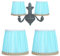 Lampenschirm aus Stoff, 2 Stück, Clip E14 auf Lampenschirm mit Plissee-Zylinder, Vintage-Look, Ersatz für Lampenschirme für Wohnzimmer oder Schlafzimmer (blau)