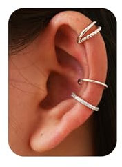 LOLIAS Ear Cuff Silber für Damen Fake Ohrringe Ohne Ohrloch Silber Earcuffs Fake Piercing Ohr Helix Conch Clip Ohrklemme Ohrmanschette Ohrclips Ohrschmuck Damen