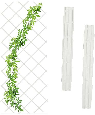 Relaxdays Guías Plantas Trepadoras, Set 3, Celosías Extensibles, Enrejado Enredaderas Pared, 180x90 cm, Madera, Blanco