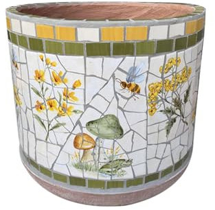 Mexikanischer Blumentopf im Retro-Lackverfahren für den Außenbereich, Spanien, rund, Keramik, Pflanzgefäß, Bonsai, deckenhohe Gartenation, kreative Topfpflanzen, Ornamente