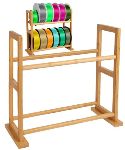Hitburu 3D-Drucker Filament Aufbewahrungsregal - Rollende Filament-Spulenhalter mit Regalsystem - 2-Etagen Tischregal für Verbrauchsmaterial Organisation, geeignet für Heimstudio, Büro & Unternehmen