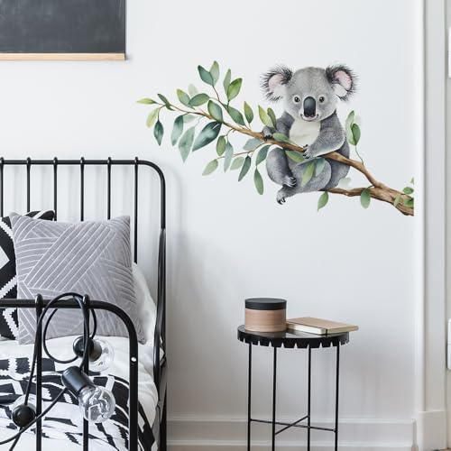 Koala Wandtattoo Aquarell Eukalyptus Zweig 57x32cm Kinderzimmer Deko