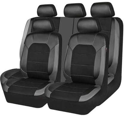 Bnkwrqotydp 9 Pezzi coprisedili Auto per Citroen C4 II Grand Picasso 2016 2017 2018, Pelle Auto Set Coprisedili Traspirante Antiscivolo Protezione Sedile Accessori Auto Interno,Grey