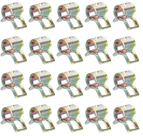 sourcing map 20pcs Spring Band Type Hose Clamps 4mm Fuel Line Hose Spring Clip Silicone Vacuum Hose Pipe Clamp Low Pressure Tube Clip Fastener, Colorful