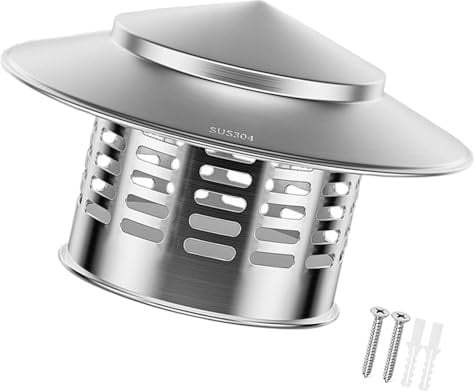 Comignolo Acciaio Inox 304, Terminale Canna Fumaria Antipioggia Antivento | Protezione esterna antipioggia e antivento per camino, tubo da stufa e sfiato tetto, con viti incluse(250mm/9.8in)