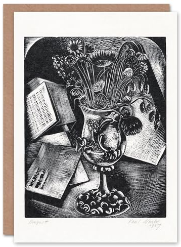 Artery8 Paul Nash Art Card Flower Bouquet Black White Still Life