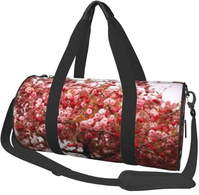 Grand sac de voyage rond imprimé Père Noël pour la randonnée, les vacances, la gym, le sport, Cerisier, Taille unique, Sac de voyage