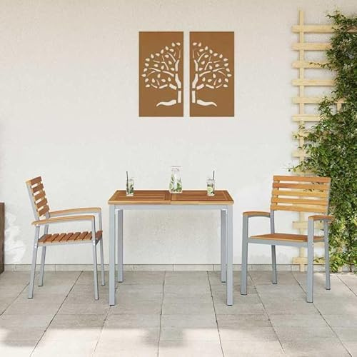 Eleganz Gartenstuhl Set 2er braun aus Massivholz Akazie - langlebig & wetterfest für Terrasse, Balkon und Garten - stilvolle Gartensitzmöbel