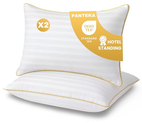 Panteka Kopfkissen 50x70 cm 2er-Set - Bettkissen Hypoallergenes Hotelkissen | Oeko-Tex - Weiches und Flauschiges Schlafen Kissen - Seiten, Rücken und Bauchschläfer, Maschinenwaschbar