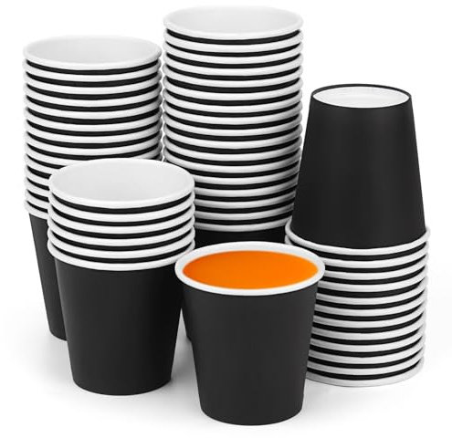 MASPHY 50 Stück Schwarz Pappbecher 88 ml, 3 Unzen kaffeebecher Einweg | Mundspülbecher, Mini-Espressobecher, Einwegbecher für Party, Picknick, Büro und Reisen
