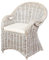 LEBENSwohnART Rattan-Sessel Charlotte White-Washed mit Sitzkissen Stuhl Armlehnstuhl Rattan