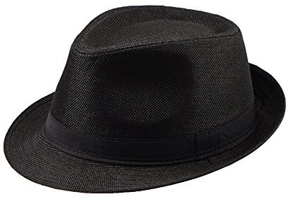 Miuno® Unisex Trilby Hut Herren Damen Partyhut Stroh Fedora Hut (H51087(Schwarz))