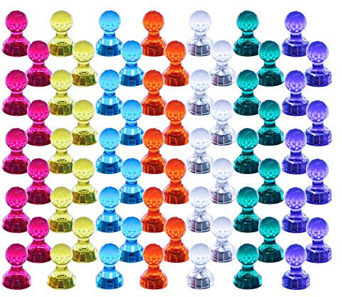 Magenesis Magneti a spillo, confezione da 60 colori assortiti forti magneti magnetico Push pins, perfetto per lavagna bianca, frigorifero, mappa e calendario