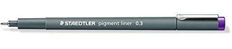 Staedtler 308 03-6 VE Pigment Liner (Fineliner mit hochwertiger Pigmenttinte, wasserfest, lichtbeständig, dokumentenecht, Linienbreite 0,3 mm, Etui mit 10 Pigment Linern) violett