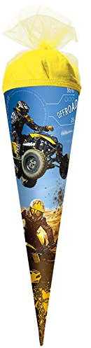 ROTH Geschenk-Schultüte klein Quad 22 cm - rund Tüllverschluss - Zuckertüte Schulanfang