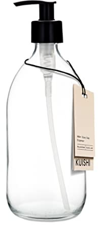 Clear Glass Reffilable Soap Dispenser 500ml (Single Unit). Comes with a Plastic, Lockable pump perfect for bathrooms and showers, commercial grade (1, 500ml)