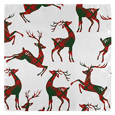 Naanle Stoffservietten mit Tiermotiv, Hirschmotiv, waschbar, wiederverwendbar, Polyester-Servietten mit gesäumten Rändern für Zuhause, Urlaub, Party, Hochzeit, Übergröße 50,8 x 50,8 cm