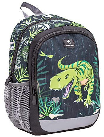 Belmil Kindergartenrucksack mit Brustgurt und Namensschild für 3-6 Jährige/Mädchen / 12 L/Krippenrucksack Kindergartentasche Kindertasche/Dinosaurier/Schwarz (305-4/A Dinosaurs)