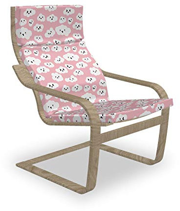 ABAKUHAUS Wolke Poäng Sessel Polster, Fluffy Cumulus Cartoon, Sitzkissen mit Stuhlkissen mit Hakenschlaufe und Reißverschluss, Pale Pink Koksgraue