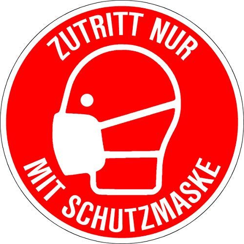 Zutritt nur mit Mundschutz Aufkleber (1, rund 15cm)