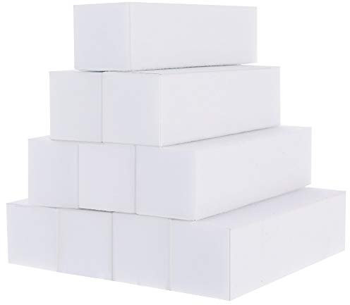 Metagio 10 Pcs Professional Salon Nail Buffer Sanding Block - White, Finger Manicure Pedicure Tools for Home and Salon Use (95*25*25MM)