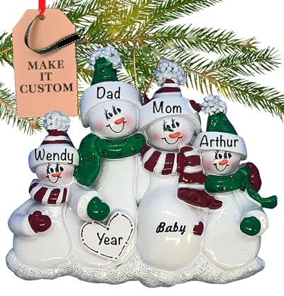Holiday Traditions Weihnachtsbaumschmuck, Motiv Expecting Family, personalisierbar, 4 Stück