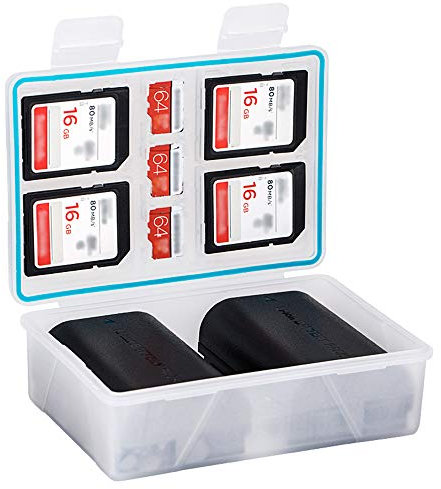 JJC Étui de Rangement étanche pour Batterie d'appareil Photo et Carte mémoire pour Canon LP-E12 / Fujifilm NP-W126 / Nikon EN-EL15 / Sony NP-F550 Batterie et Carte mémoire SD MSD XQD
