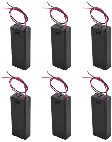 Yosawo 6-Pack 2 AAA Battery Holder with Cover Storage Case Holder with ON/OFF Switch,2 x 1.5V AAA Battery Holder Case with Wire Leads (2GAAA)