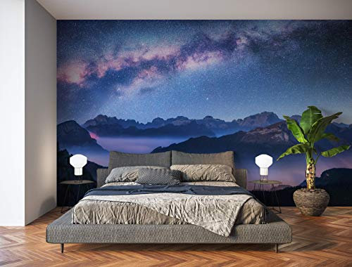 Fotomural Vinilo Para Pared Paisaje Montañas Noche | Mural | Fotomural Vinilo Decorativo | 100 x 70 cm | Decoración comedores, salones, habitaciones