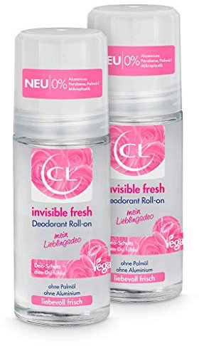 CL invisible fresh Deodorant Roll-on mit langanhaltendem Duft - 2er Pack 50 ml Deo Roller ohne Aluminium, Zink & Mikroplastik mit Blütenduft - veganes Deo Damen ohne weiße Flecken - Deodorant Frauen